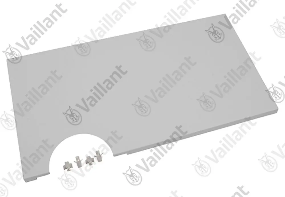 Vaillant Abdeckung in rechteckiger Form mit Aussparung, inklusive kleiner Befestigungselemente, zur Verwendung an einem Heizsystem oder Gerät.